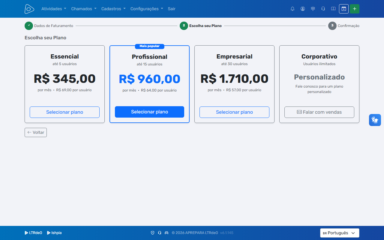 Assinatura — Step 2: Seleção de Plano
