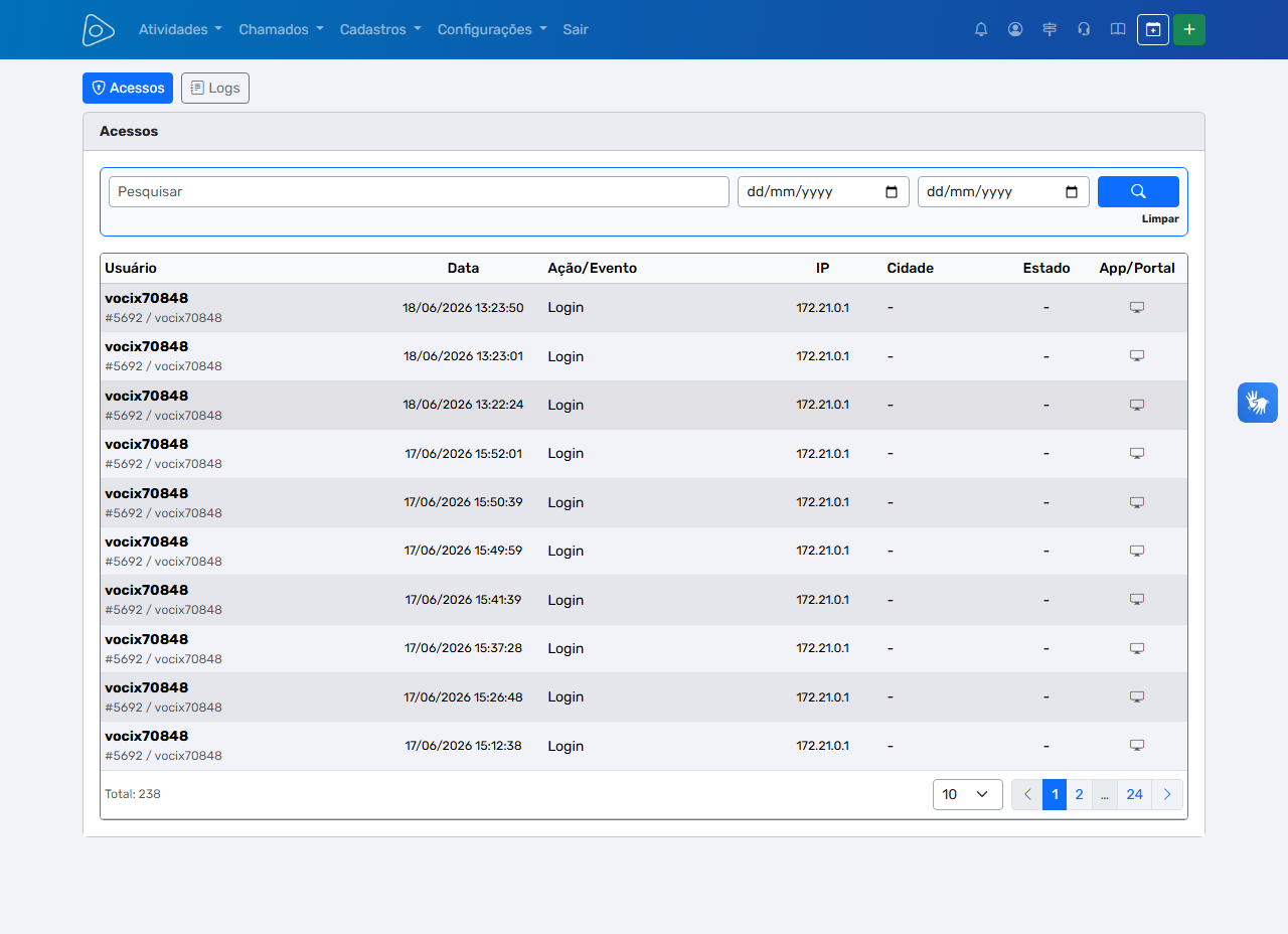 Auditoria de Acesso — Listagem