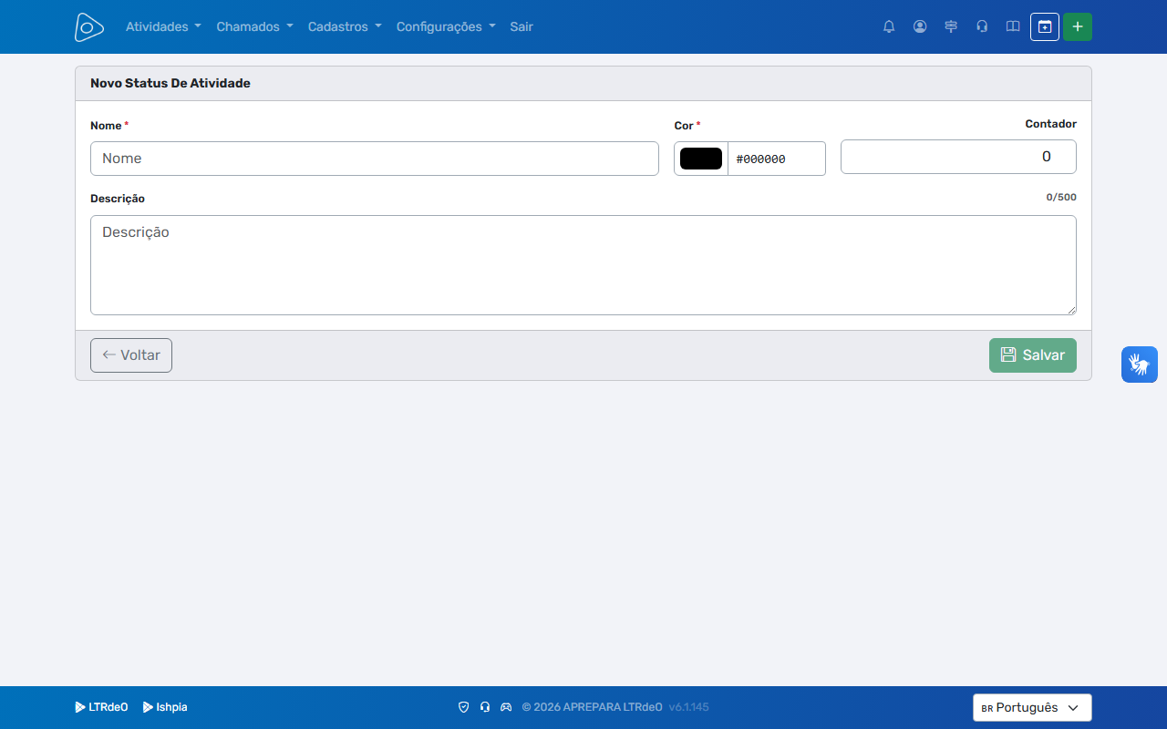 Formulário — Novo Status de Atividade