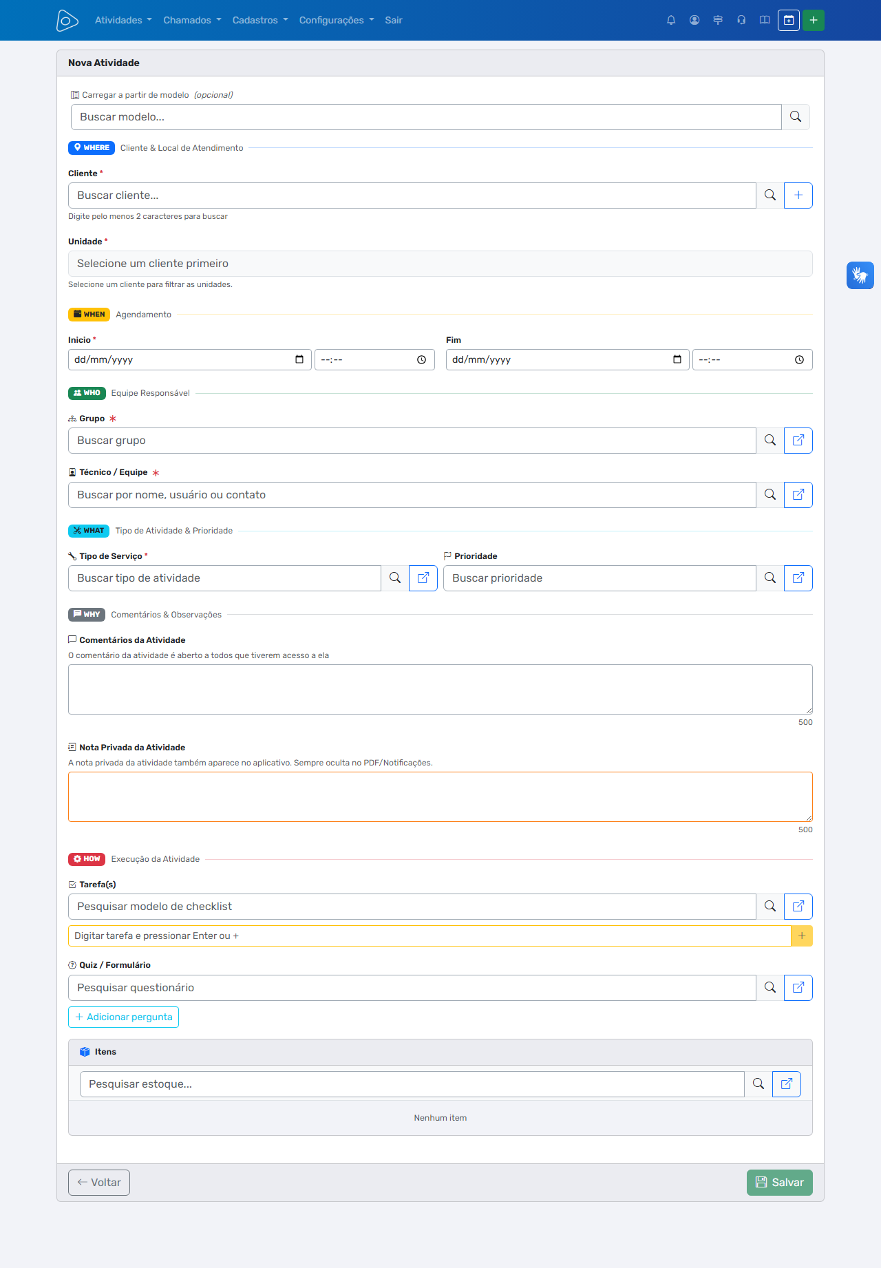 Formulário — Nova Atividade