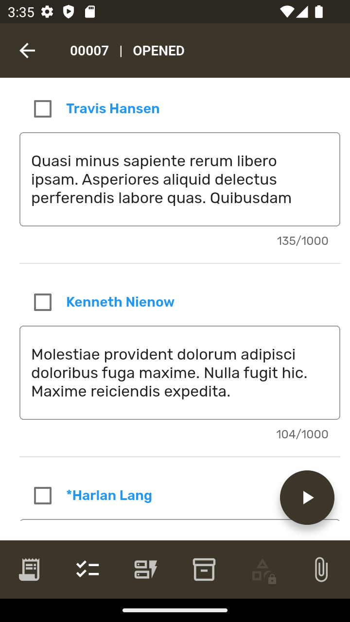 Aba de Tarefas