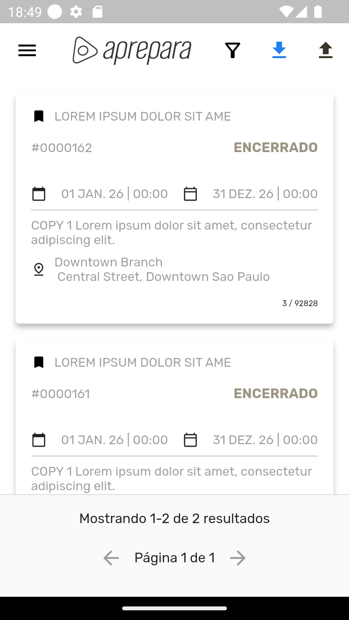 Histórico de atividades concluídas