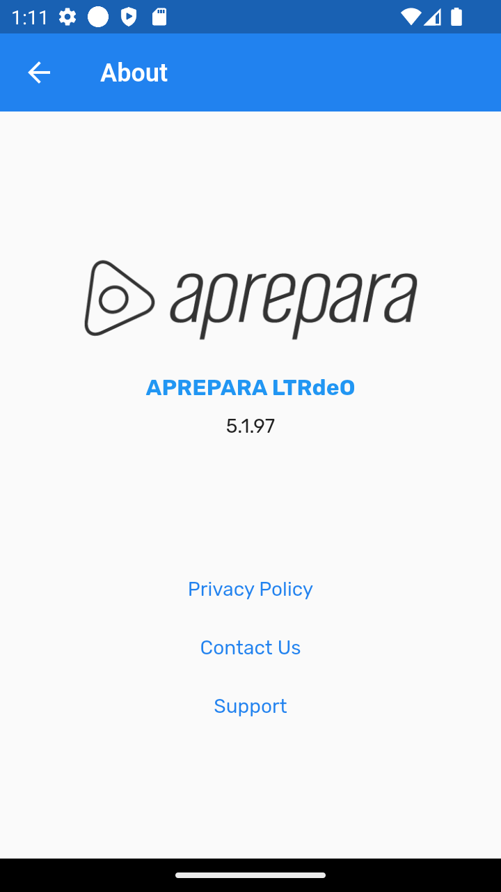 Tela Sobre do aplicativo
