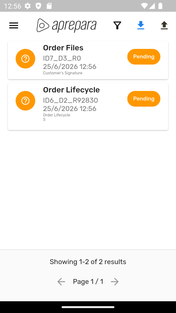 Lista de atividades pendentes de envio
