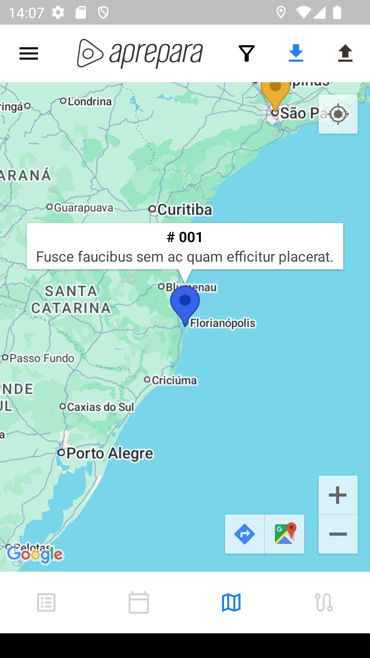 Tooltip exibido ao tocar em um marcador